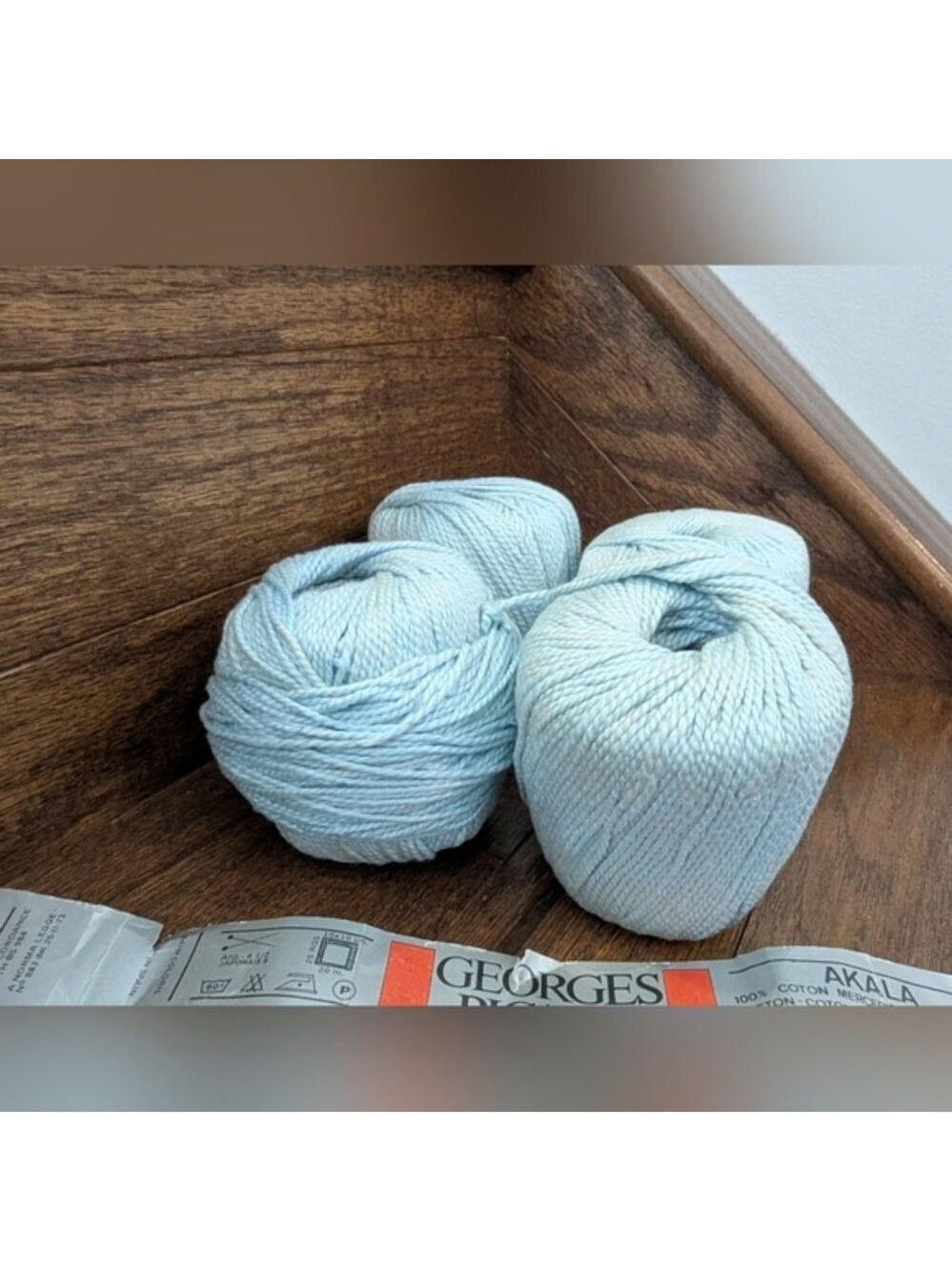 Vintage Georges Picaud Paris 100% Mercerized Cotton Yarn Lot 200 g Baby Blue